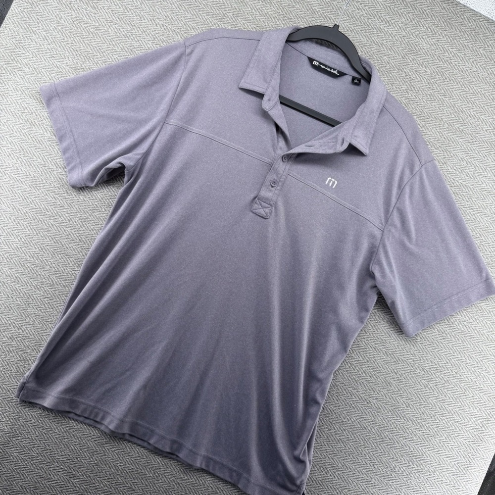 Travis Mathew Polo Shirt L Purple Pique Golf Casual Short Sleeve Activewear